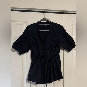 Old Navy Black Blouse with Tie Waist